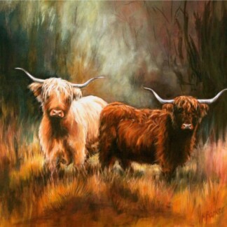 Image of Two Cows at the Woodland Edge by Hillary Barker